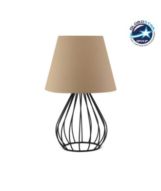 GLOBOSTAR® CLASS 204-0079 Μοντέρνο Επιτραπέζιο Φωτιστικό Πορτατίφ με Ντουί 1 x E27 AC 220-240V IP20 - Μαύρο & Μπεζ - Μ22 x Π22 x Υ36cm